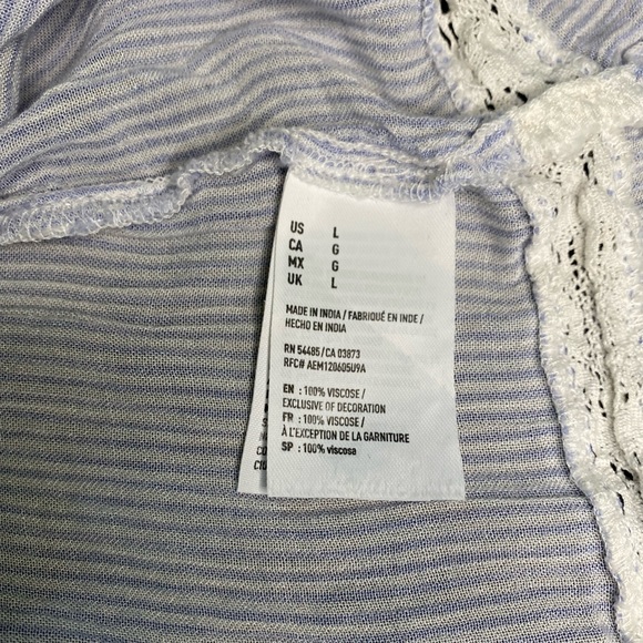 Blue and White Striped Off the Shoulder Flowy Shirt - Picture 4 of 5